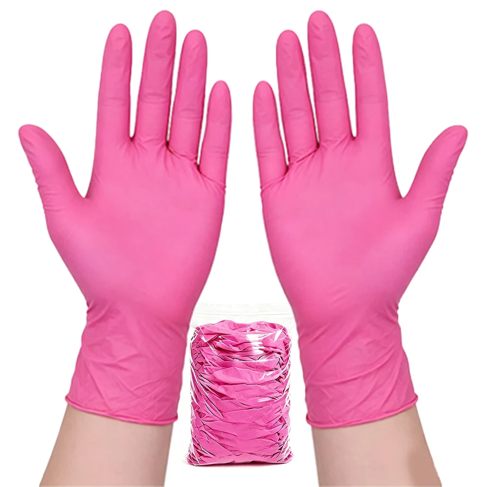 Nail Art Pink - 50 sztuk, jasnoróżowe rękawice nitrylowe, jednorazowe,