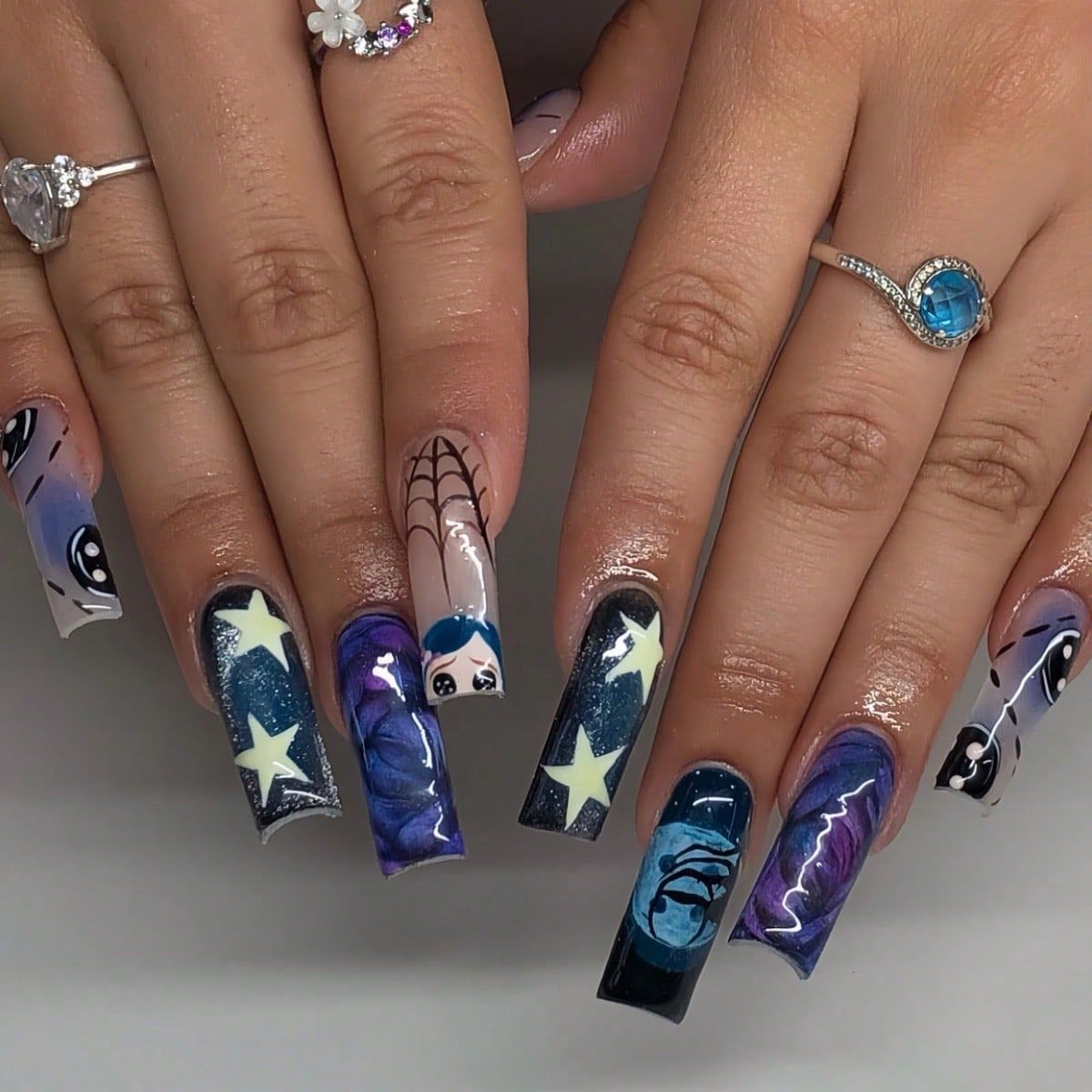 Nail Art Press On - 24szt Y2k Star Graffiti Press On