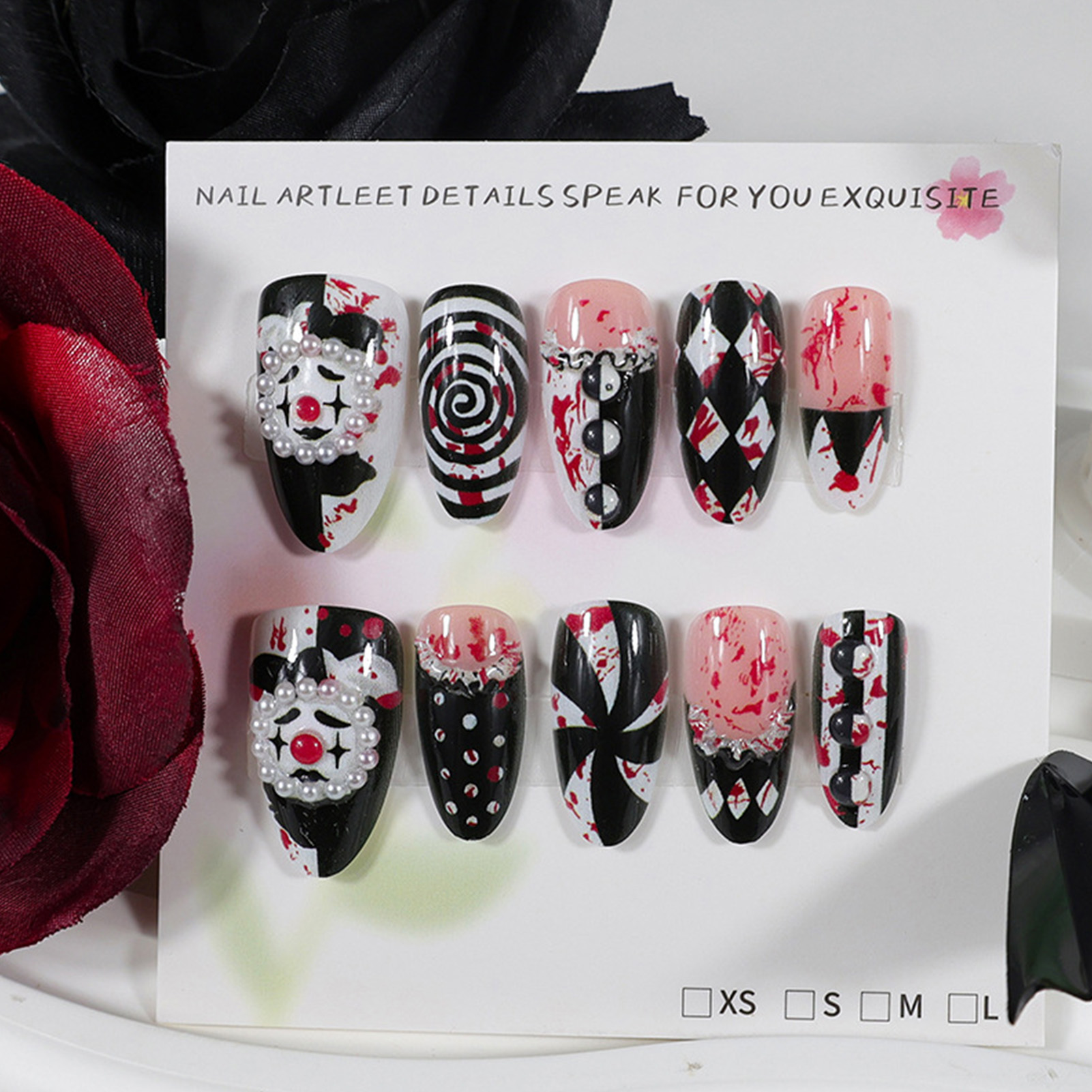 30 szt. zabawnych ciemnych paz – Nail Art Press On recenzja i cena