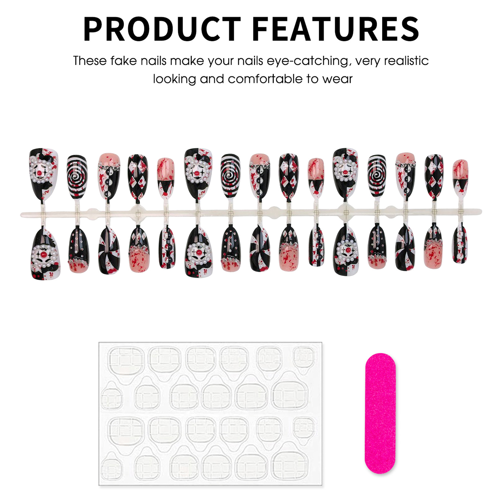 30 szt. zabawnych ciemnych paz – Nail Art Press On recenzja i cena